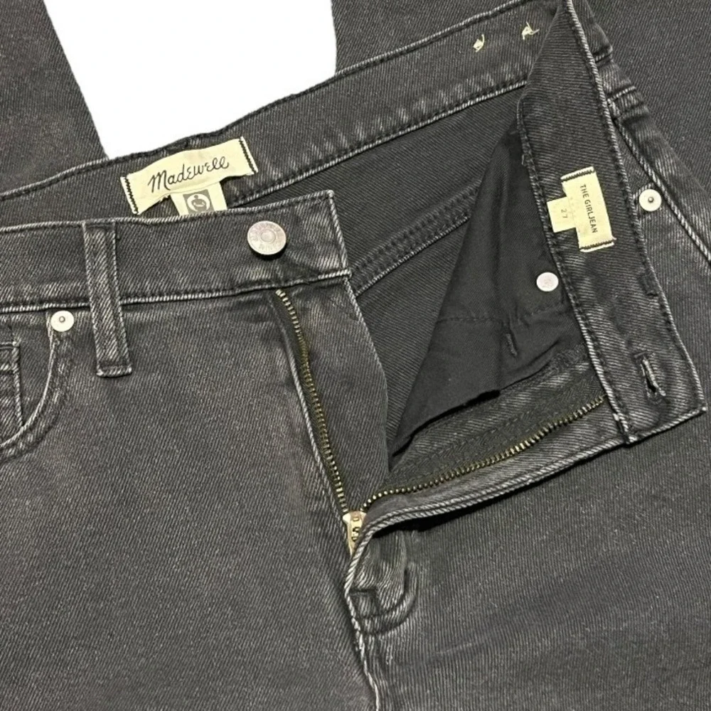 2 for $20 Madewell Girljean Adolpha Black Wash Denim Ripped Knee Womens Size 27
